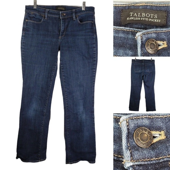 Talbots Jeans Women's 8 Dark Blue Jeans Bootcut Flawless Five Pocket Zip Fly - Picture 1 of 9